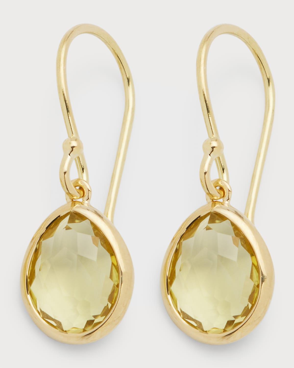 Womens Rock Candy 18K Green Gold & Citrine Teeny Teardrop Earrings - Gold Product Image