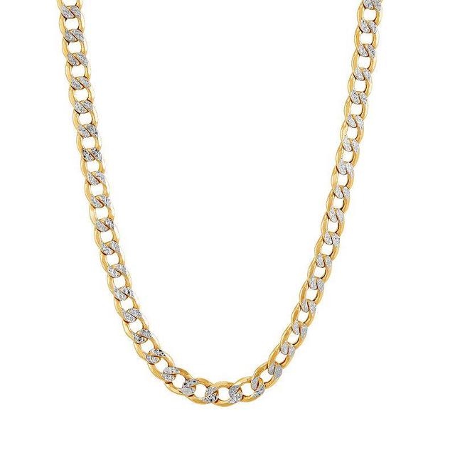 Everlasting Gold 10k Gold 4.9 mm Pave Curb Chain Necklace - 26 in., Womens Product Image