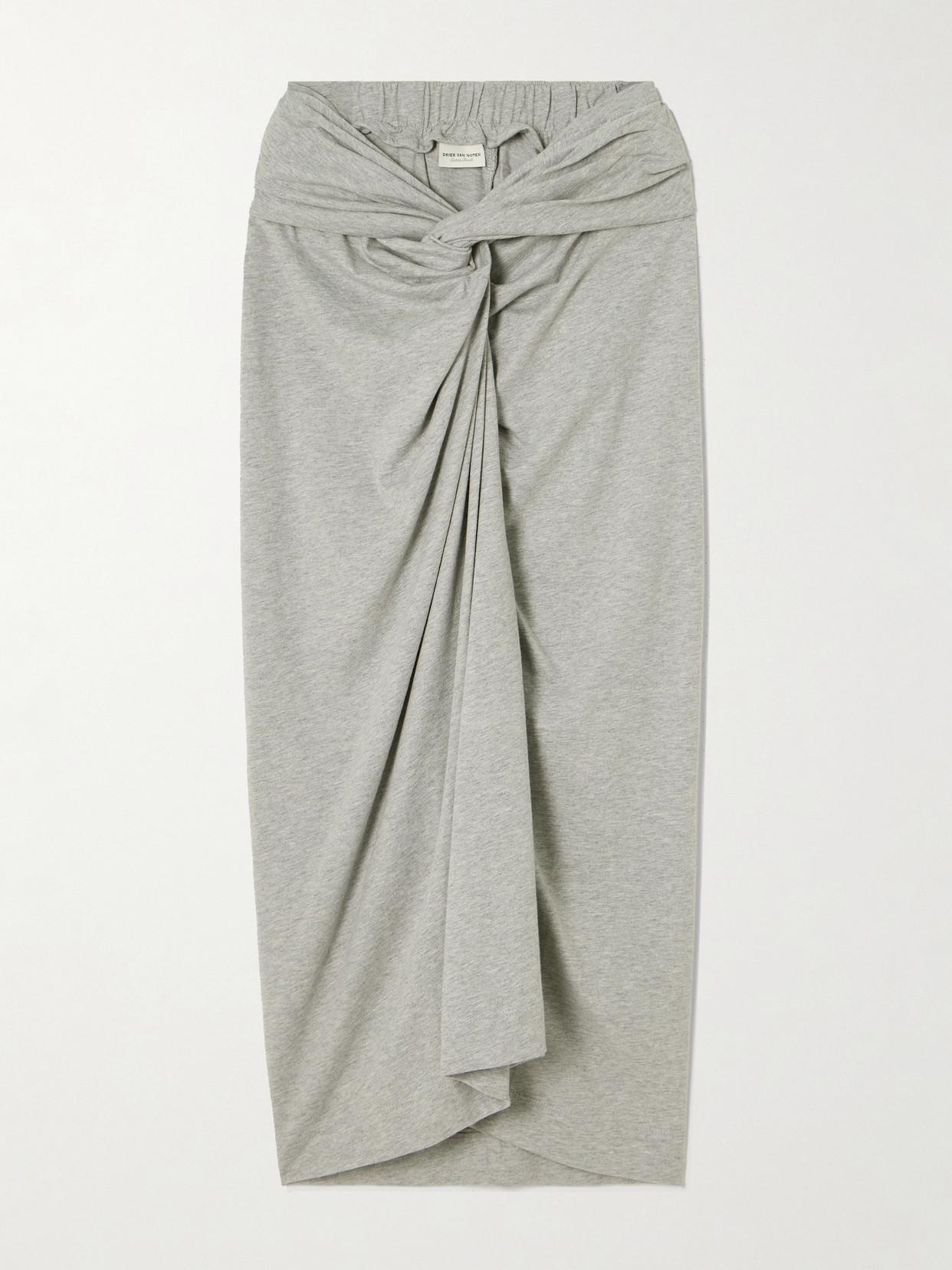 DRIES VAN NOTEN High Waist Draped Skirt In Grey Product Image