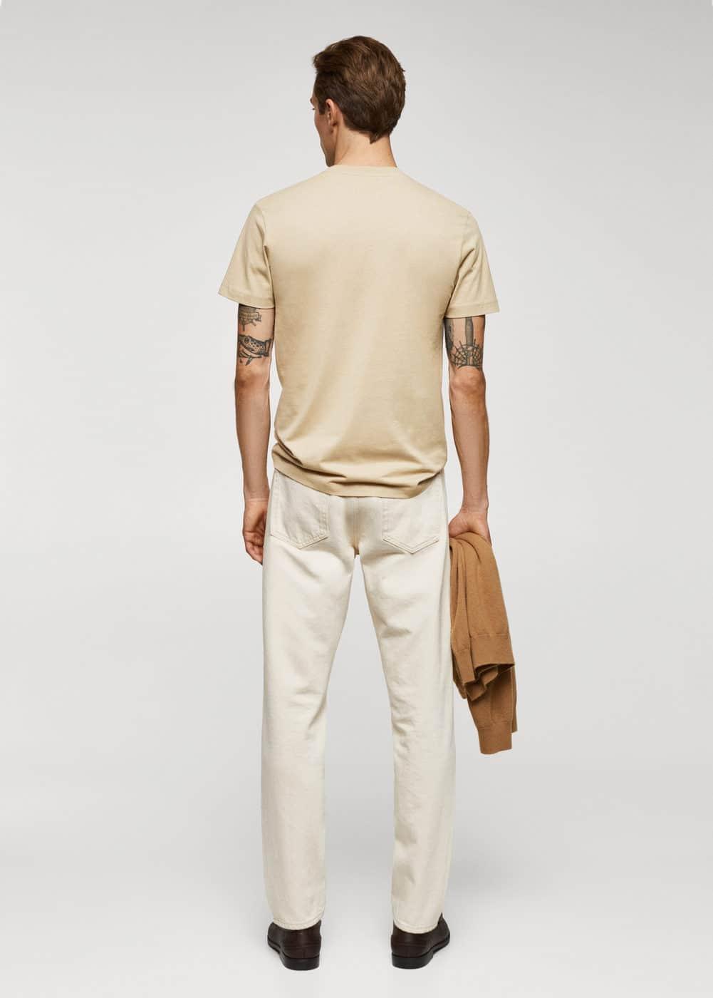 MANGO MAN - Basic cotton stretch T-shirt beigeMen Product Image