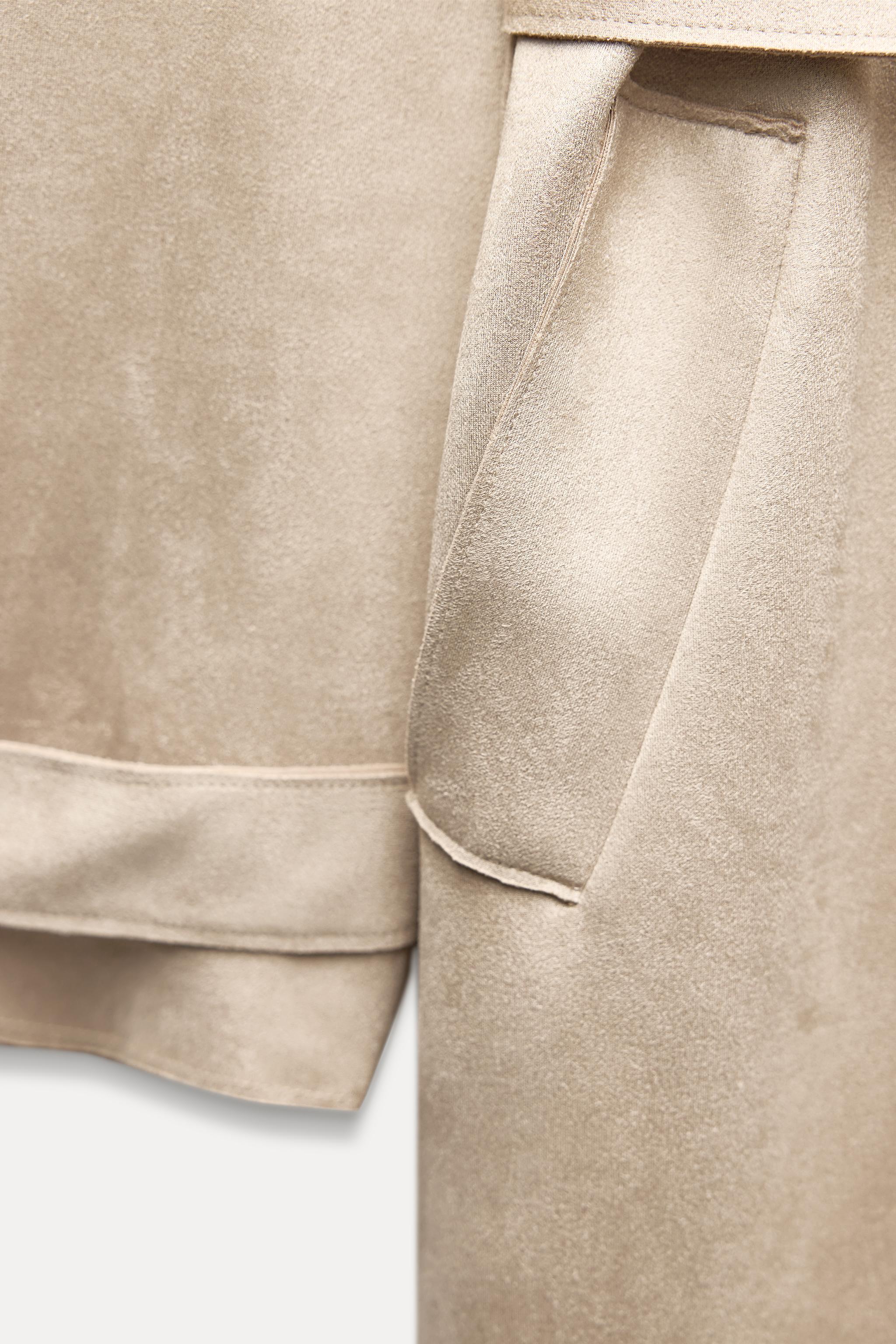 FAUX SUEDE TRENCH COAT Product Image