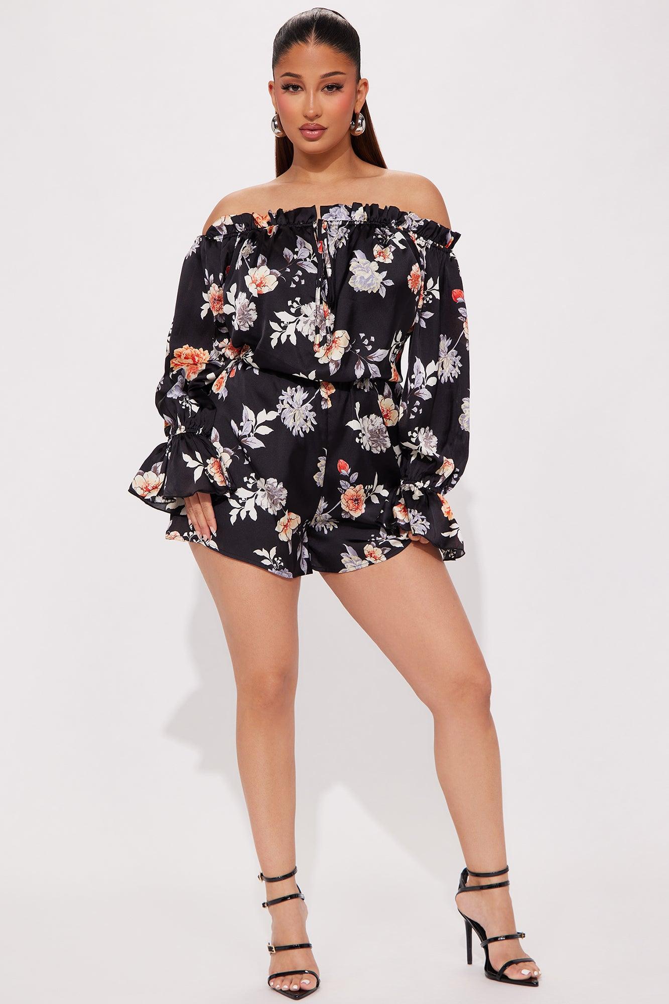 So Into It Satin Romper - Black/combo Product Image