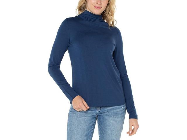 Liverpool Los Angeles Long Sleeve Mock Neck Knit Top (Night Sky ) Women's Clothing Product Image