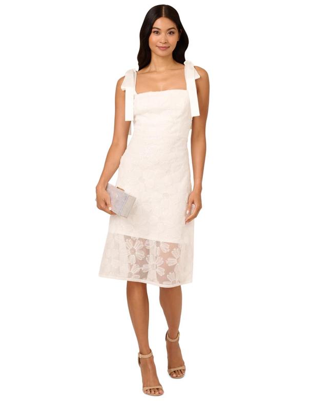 Adrianna Papell Womens Tie-Strap Floral Midi Dress Product Image