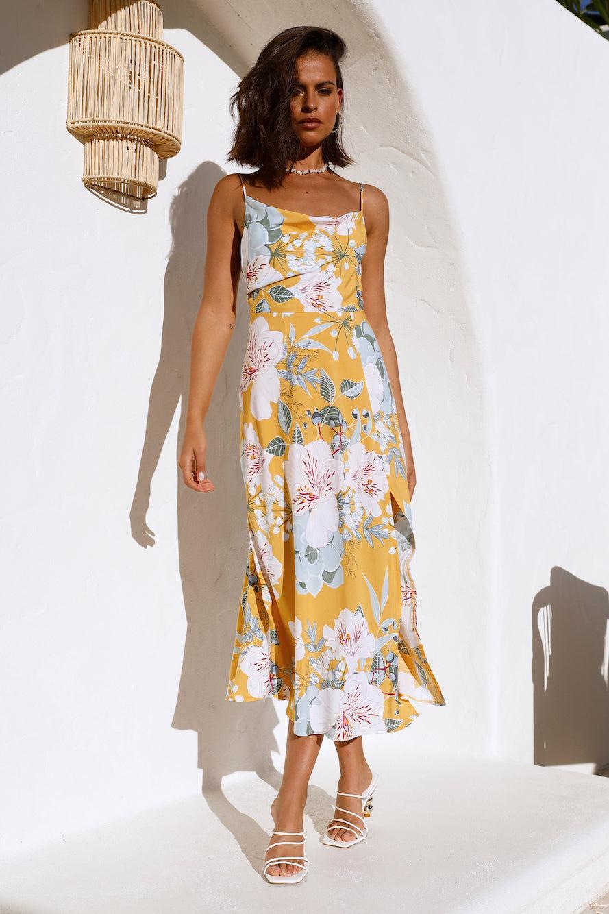 Blooming Tulips Midi Dress Yellow Product Image