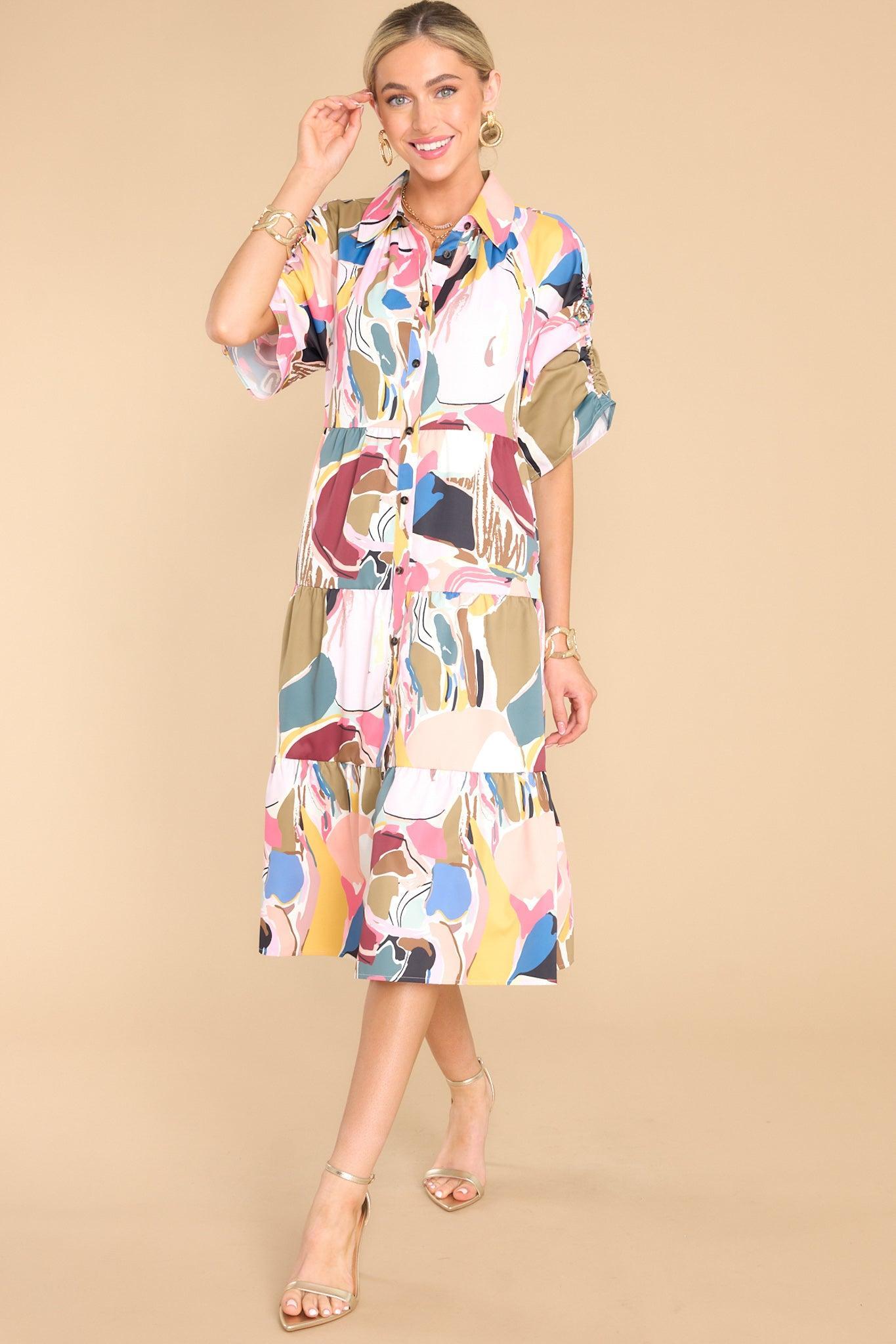 Whit Abstract Expression Dress Print Product Image