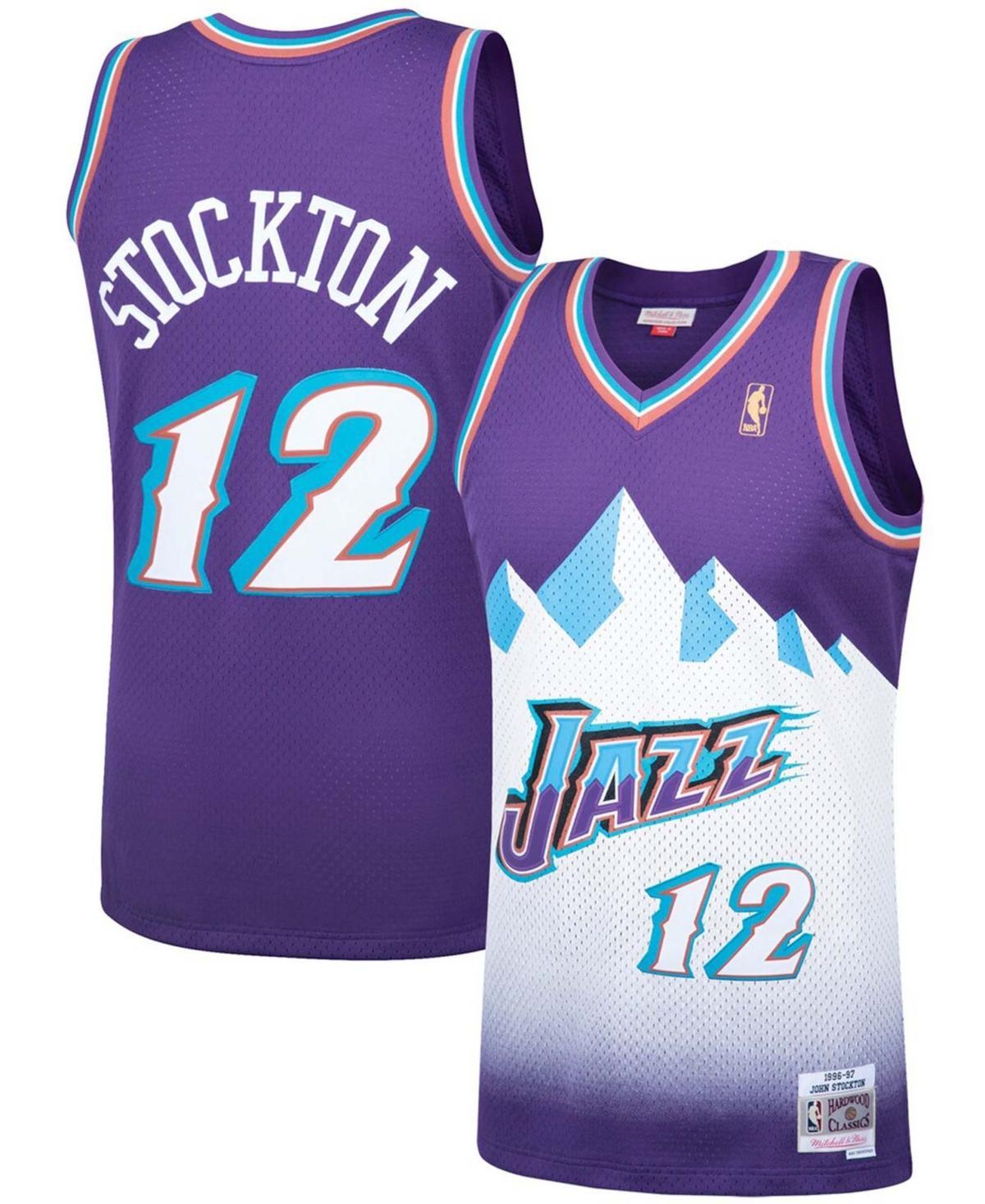 Mens Mitchell & Ness John Stockton Purple Utah Jazz 1996-97 Hardwood Classics Swingman Player Jersey Product Image