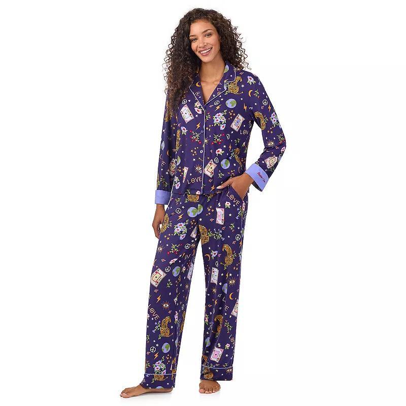 Womens Beauty Sleep Social Pajama Long Sleeve Notch Top & Pajama Pants Set, Girls Product Image