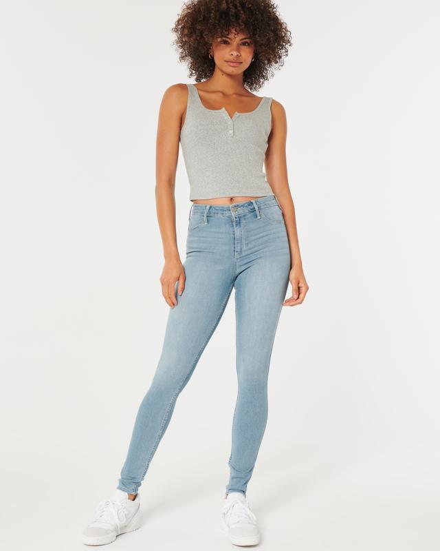 High-Rise Light Wash Jean Leggings Product Image