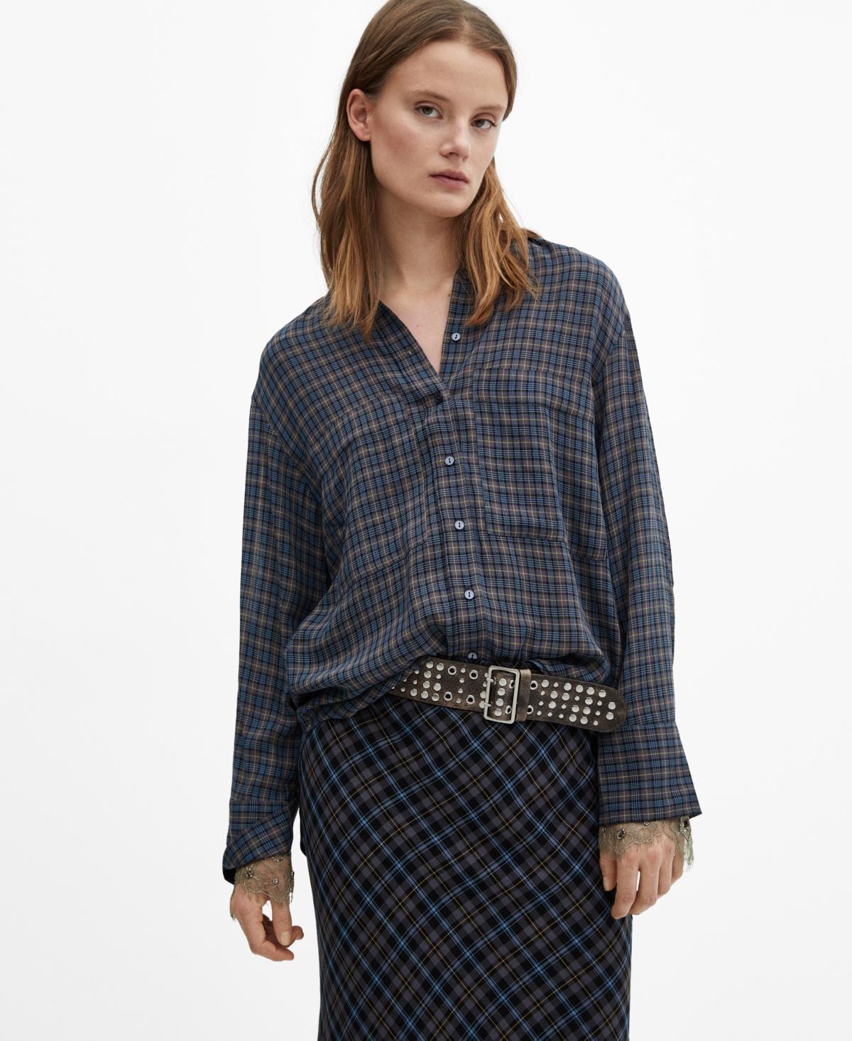 Mango Womens Oversize Check Shirt Product Image