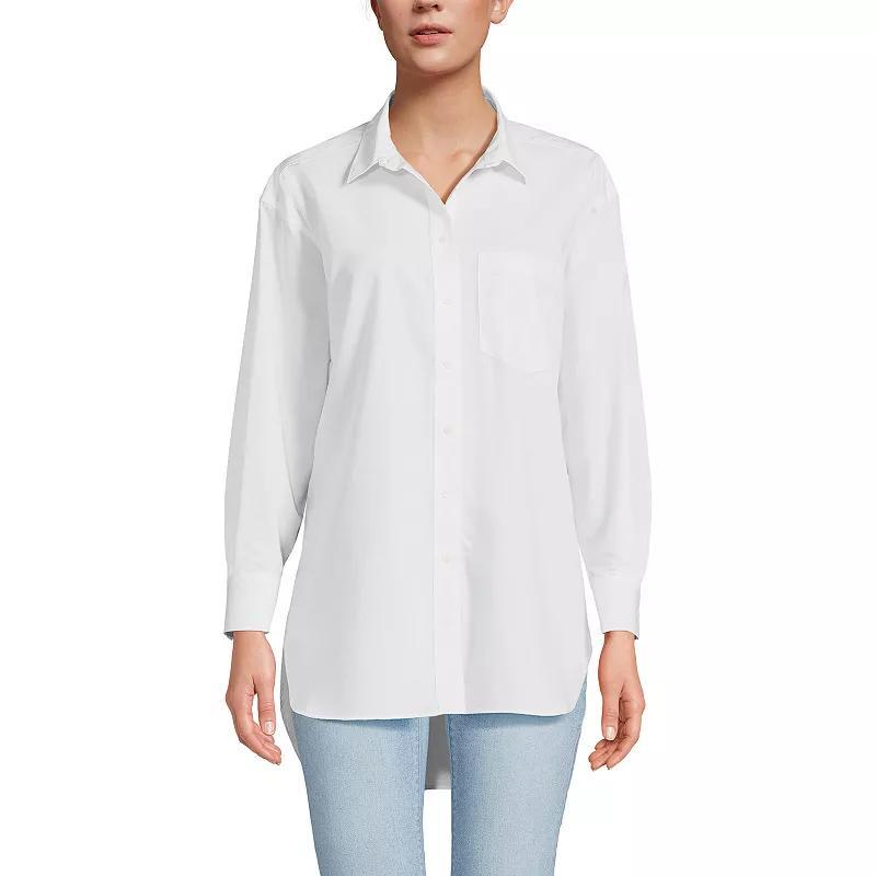 Womens Lands End No Iron Oversized Tunic Button Down Shirt Product Image