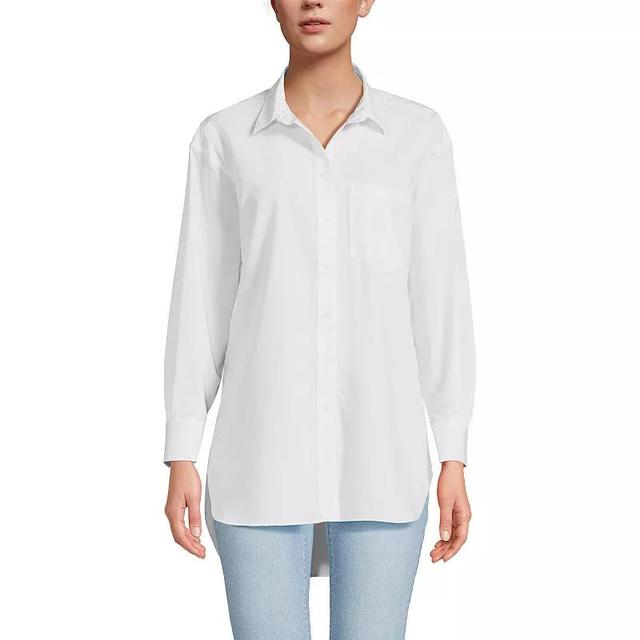 Womens Lands End No Iron Oversized Tunic Button Down Shirt Product Image