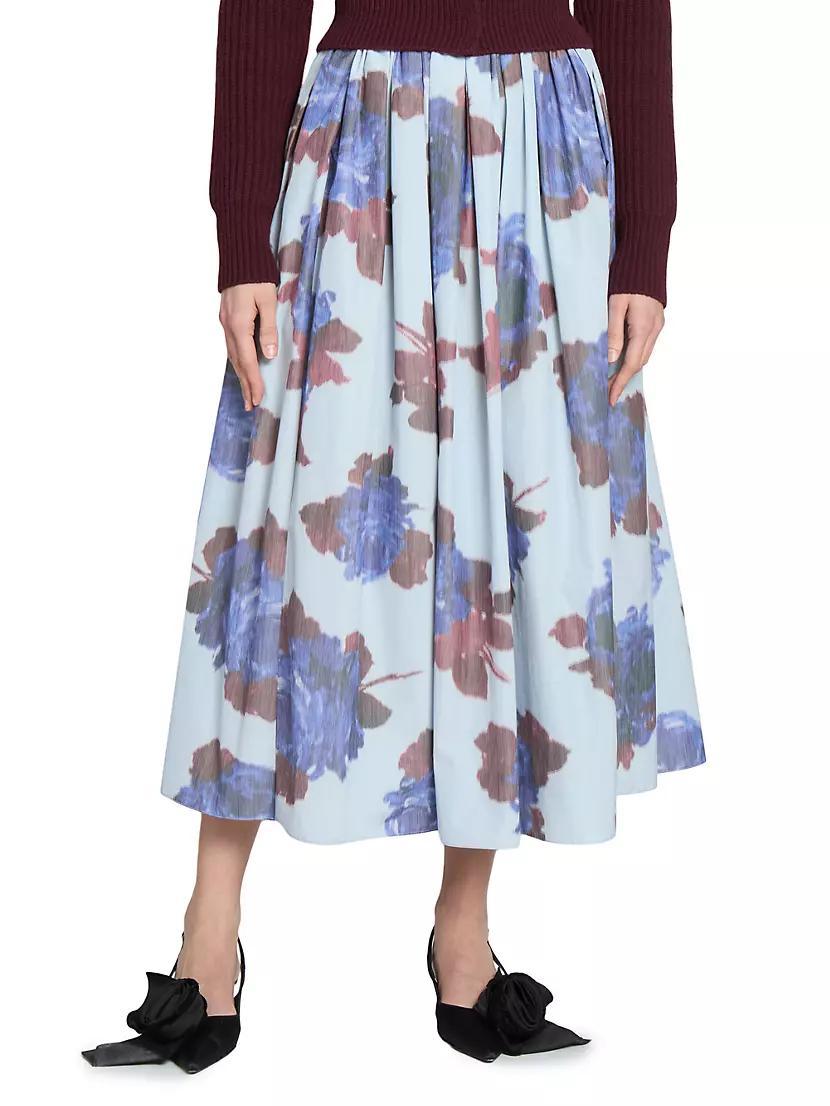 Floral Cotton-Blend A-Line Skirt Product Image