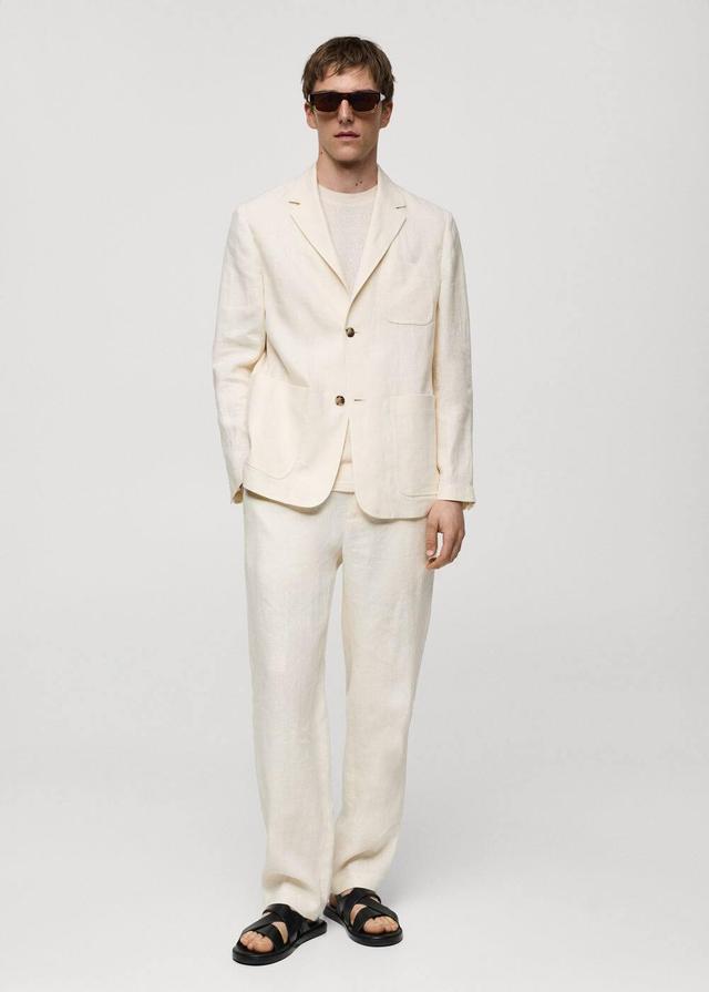 MANGO MAN - 100% relaxed-firt linen jacket with pockets ecruMen Product Image