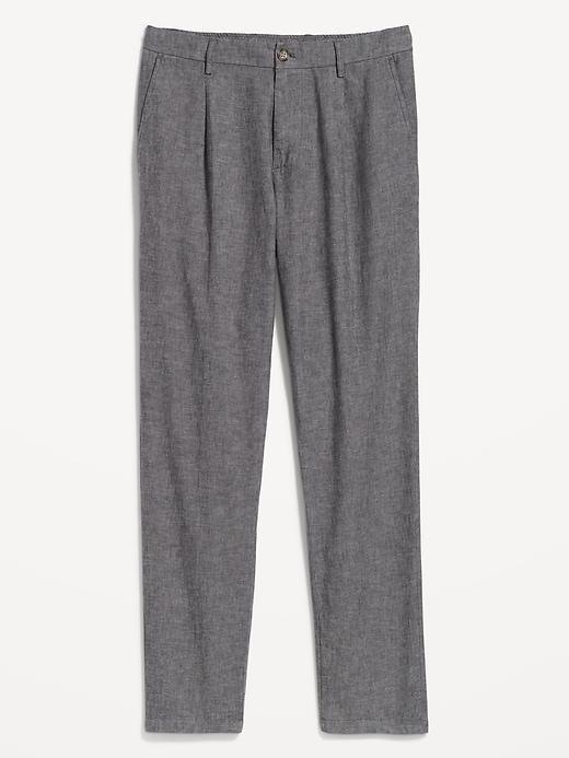 Loose Taper Linen-Blend Ankle Pants Product Image