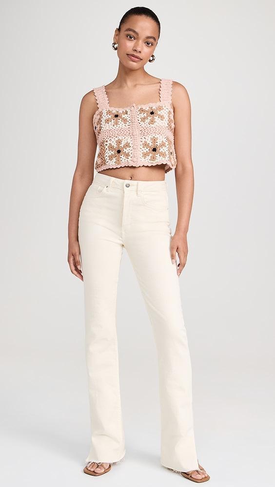 Favorite Daughter Floral Crochet Front Button Top​ | Shopbop Product Image