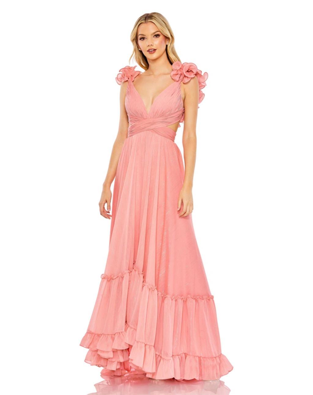 Ruffled A-line Gown In Coral product image