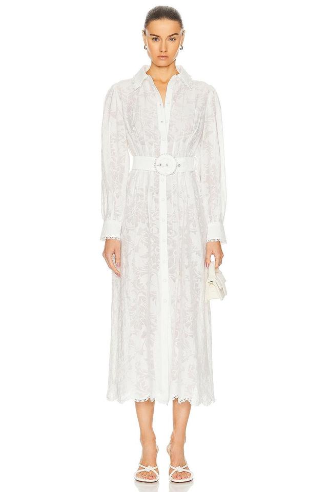 HEMANT AND NANDITA Ilara Shirt Buckle Belt Maxi Dress White. (also in S). Product Image