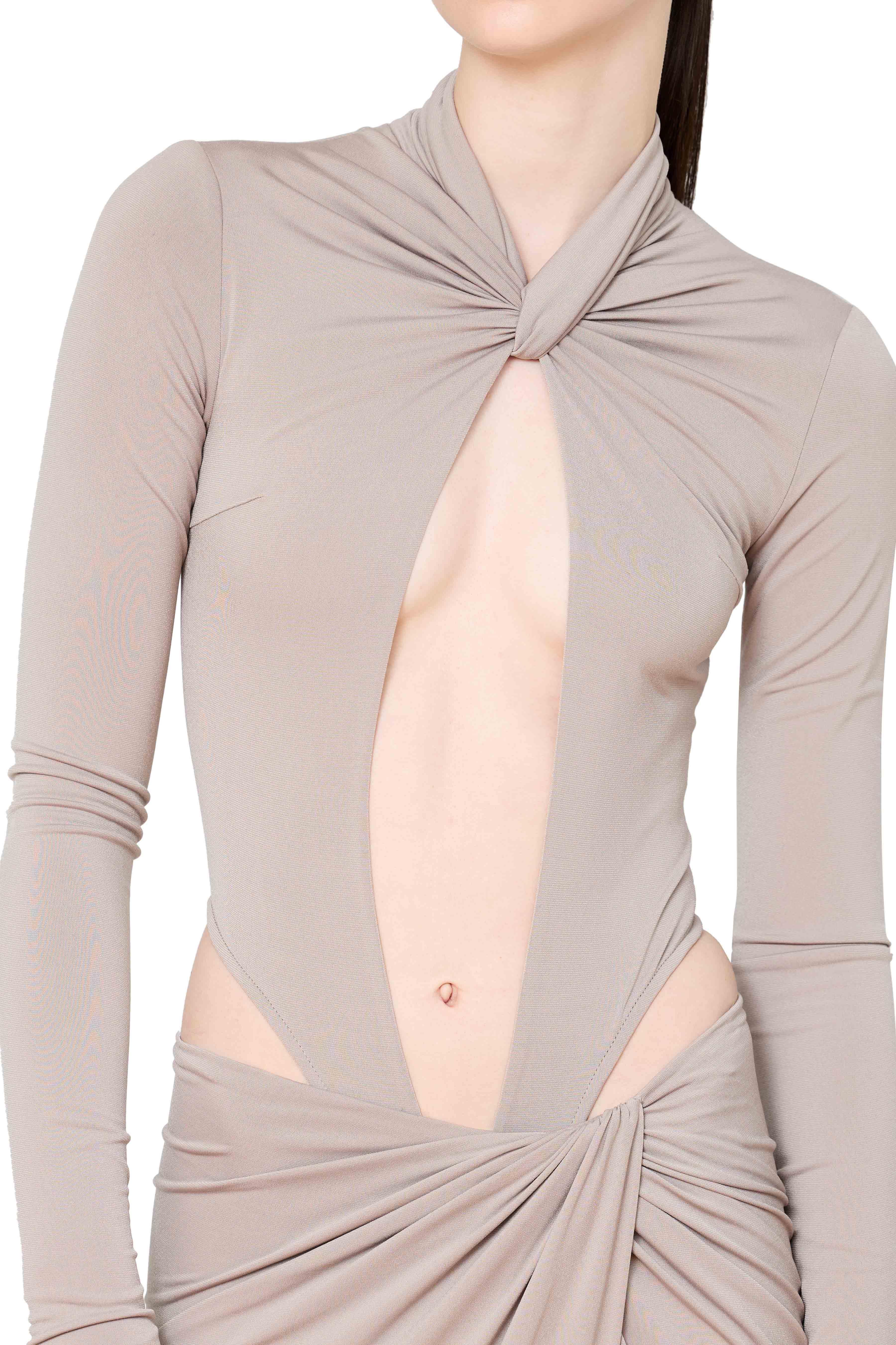 Keyhole Bodysuit with Ruched Neck Detail Product Image