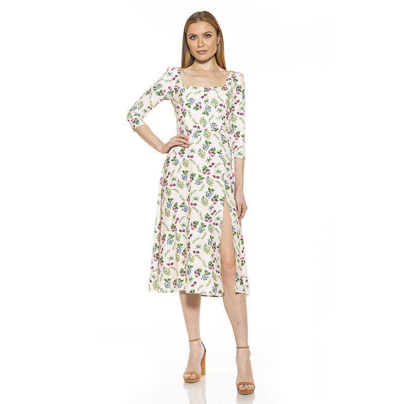 Womens ALEXIA ADMOR Sage Squareneck Midi Fit & Flare Dress Product Image