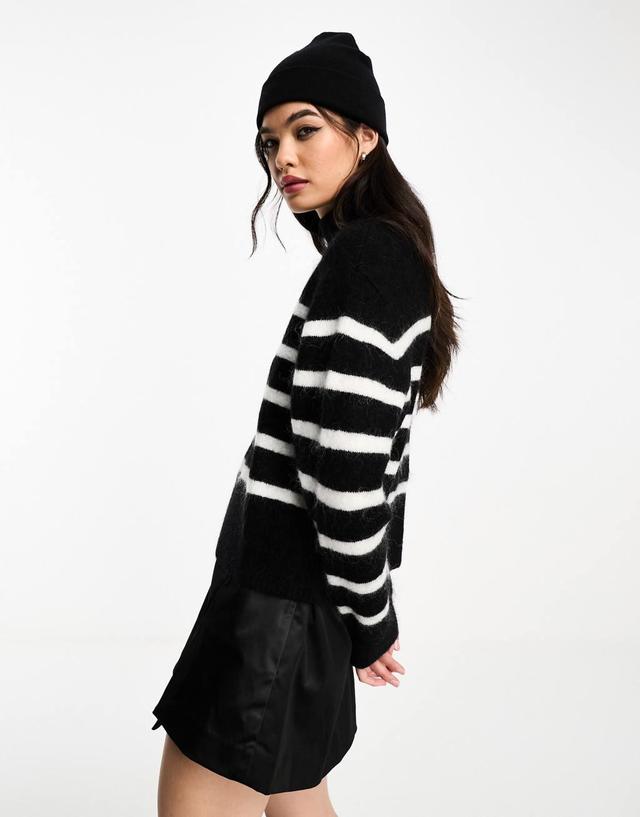 & Other Stories wool and merino sweater in black and white stripe Product Image