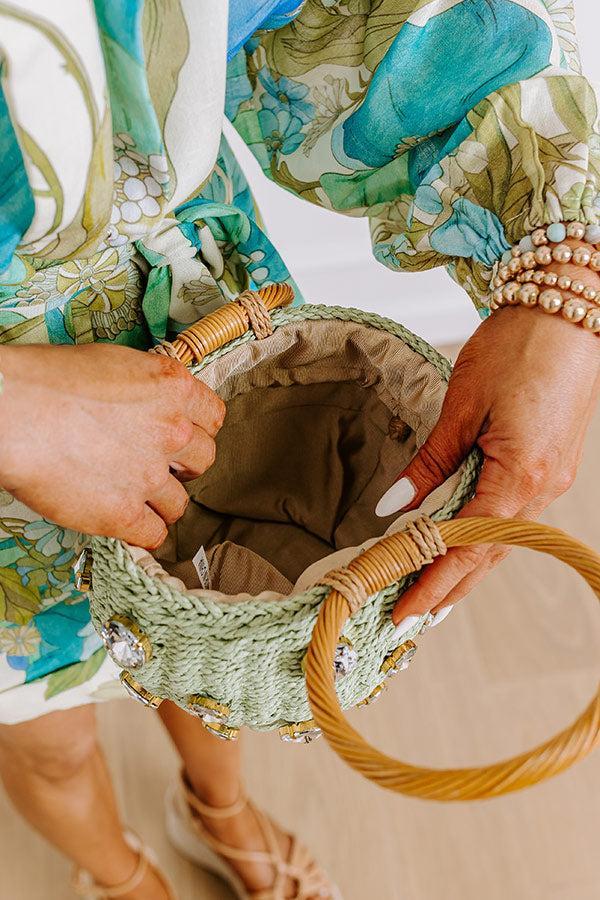 All The Vibes Straw Woven Bucket Bag in Pear Product Image