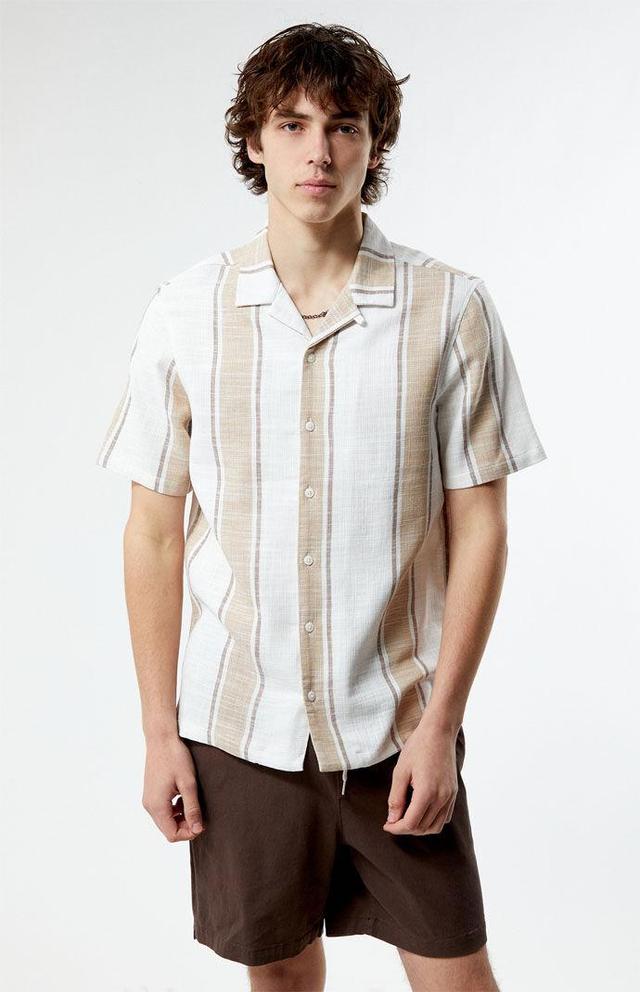 Men's Woven Camp Shirt in Brown/White - Product Image