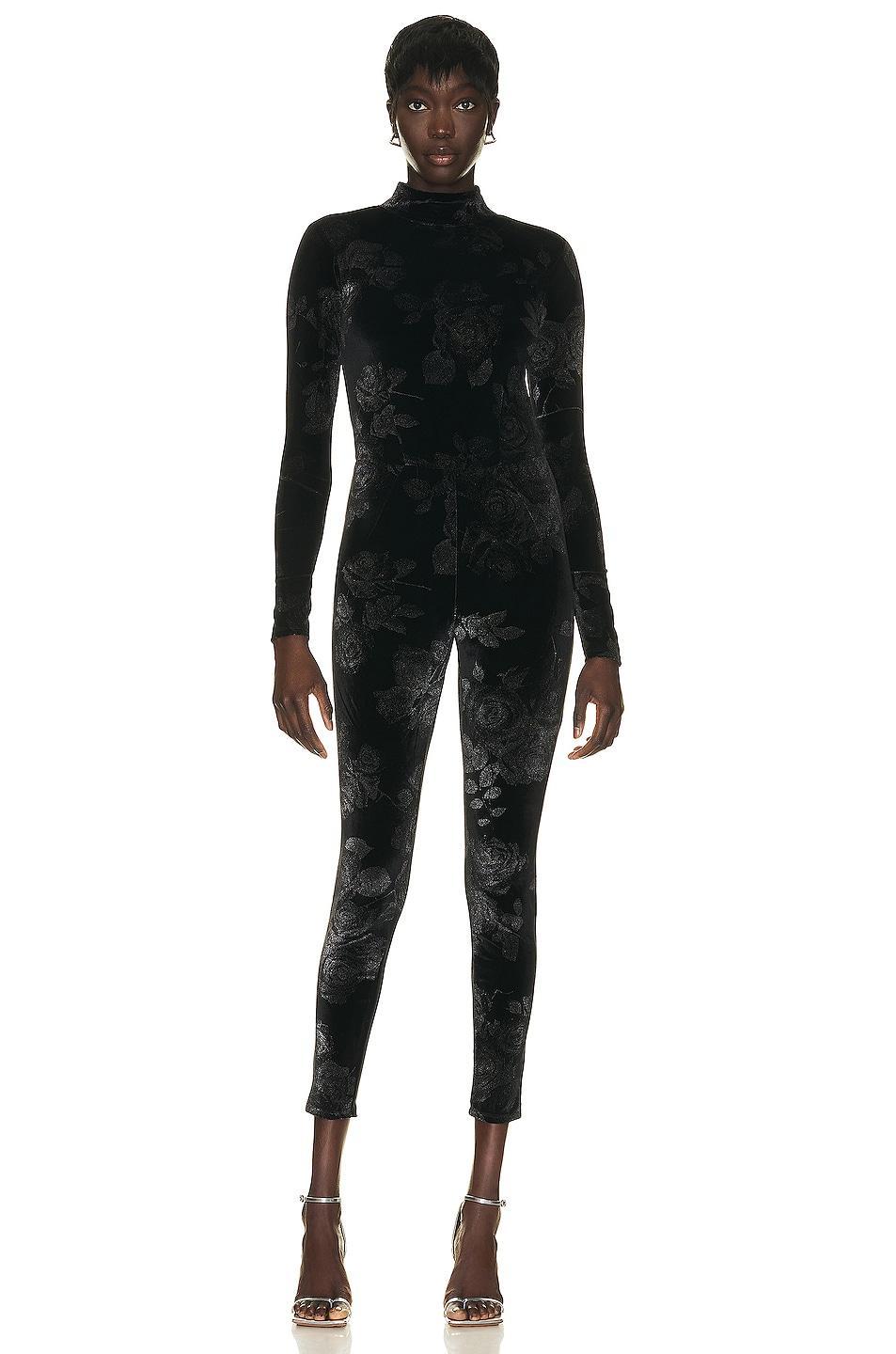 fleur du mal Rose Velvet Catsuit Black. (also in ). Product Image