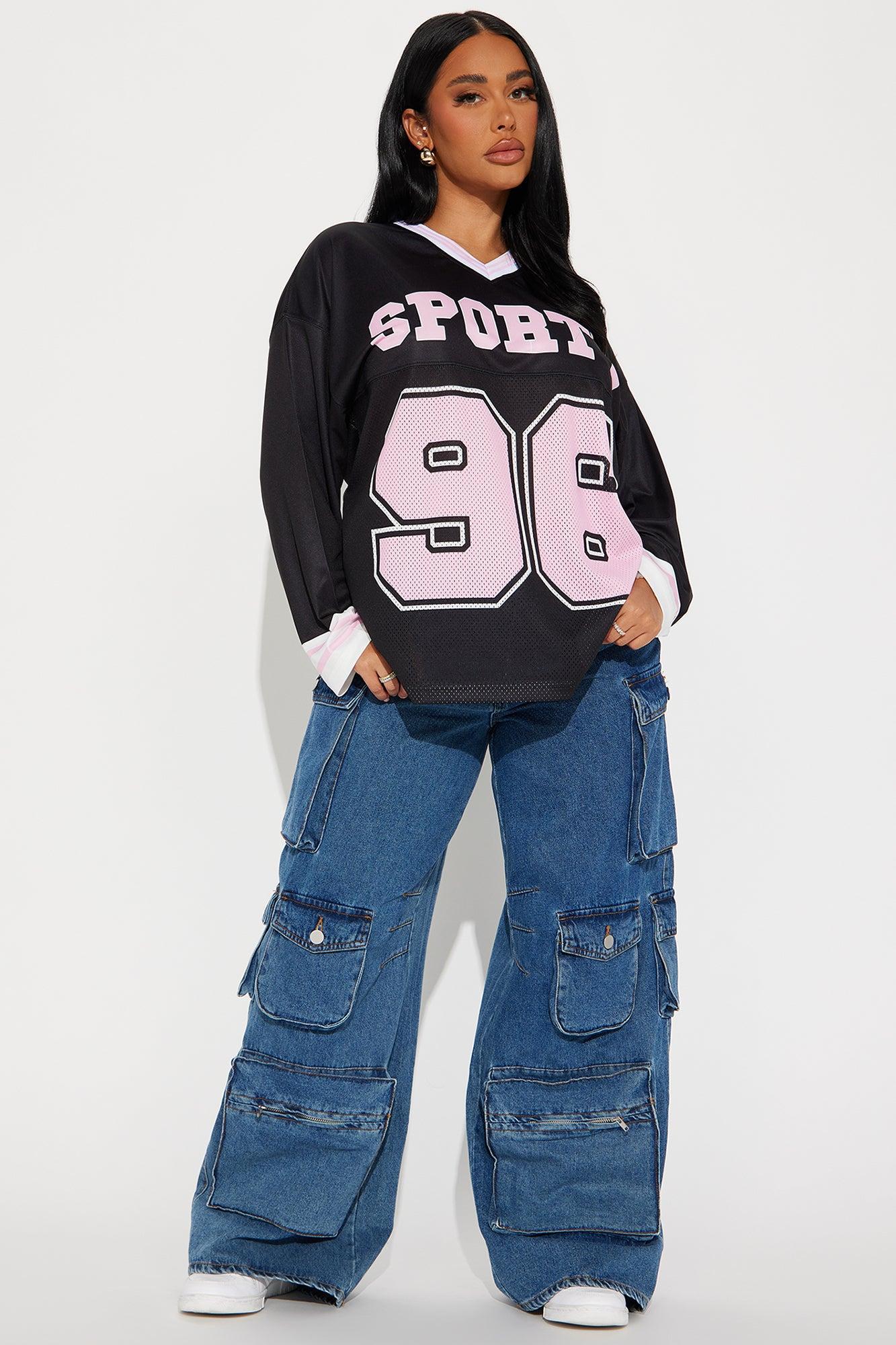 Sporty Era Hockey Jersey - Black/Pink Product Image