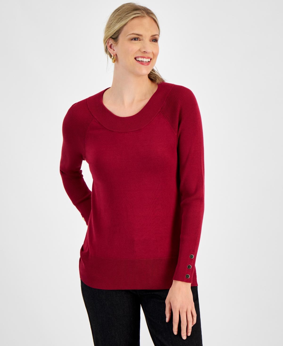 Jm Collection Womens Rib-Knit Raglan-Sleeve Sweater, Created for Macys Product Image