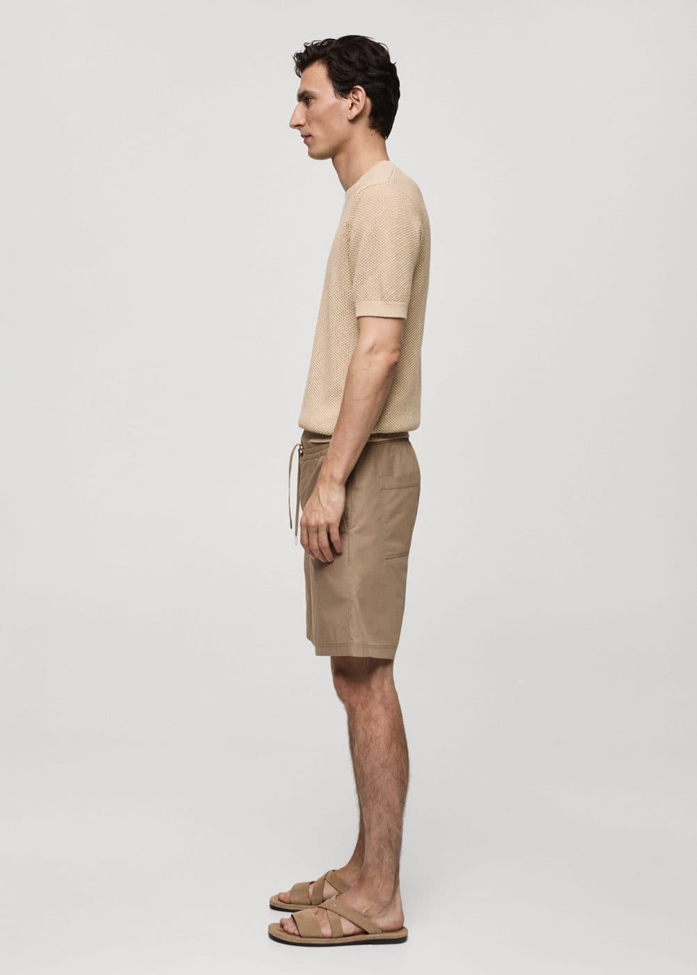 MANGO MAN - 100% cotton drawstring Bermuda shorts beigeMen Product Image