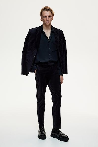 Slim Fit Cropped Velvet Pants Product Image