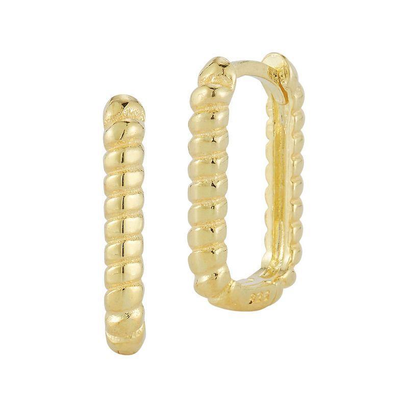 Sunkissed Sterling Square Oval Twist Huggie Hoop Earrings, Womens, Gold Tone Product Image