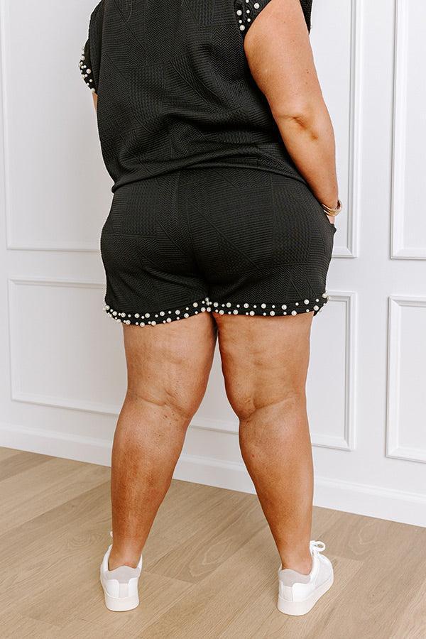 Smiles and Sangrias Pearl Embellished Shorts in Black Curves Product Image