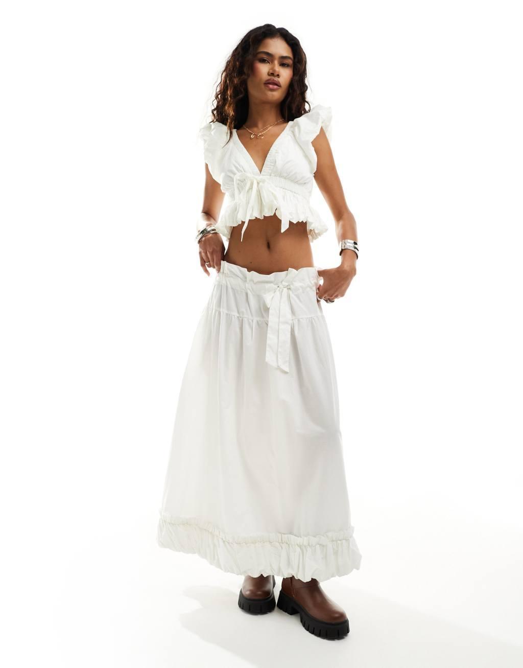 Free People favorite part paperbag waist midi skirt in ivory - part of a set Product Image