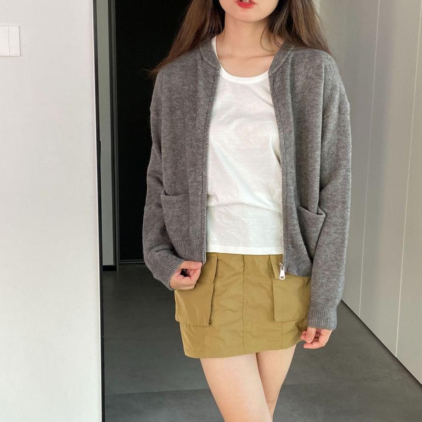 Plain Zip Cardigan Product Image