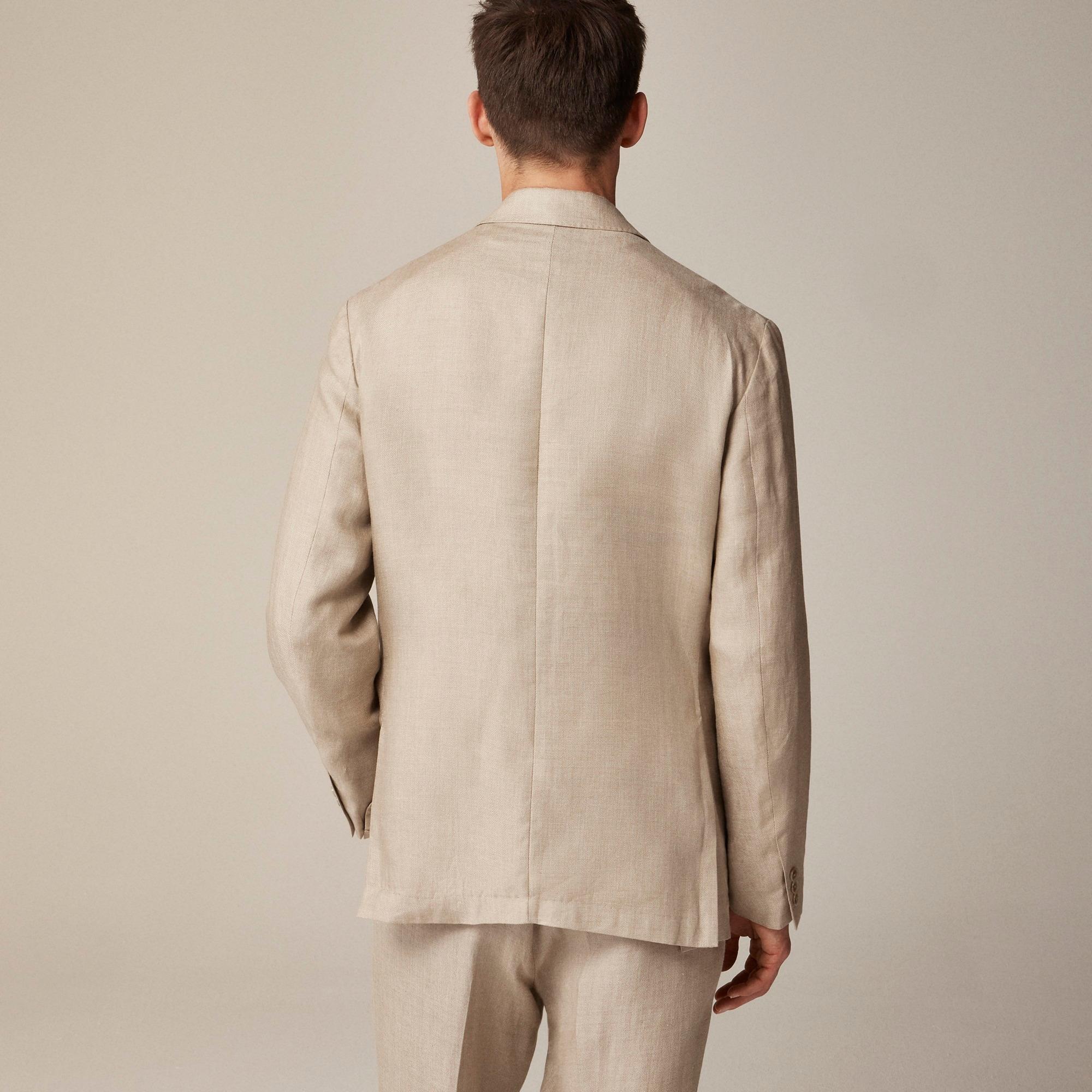 Crosby Classic-fit double-breasted unstructured suit jacket in linen blend Product Image