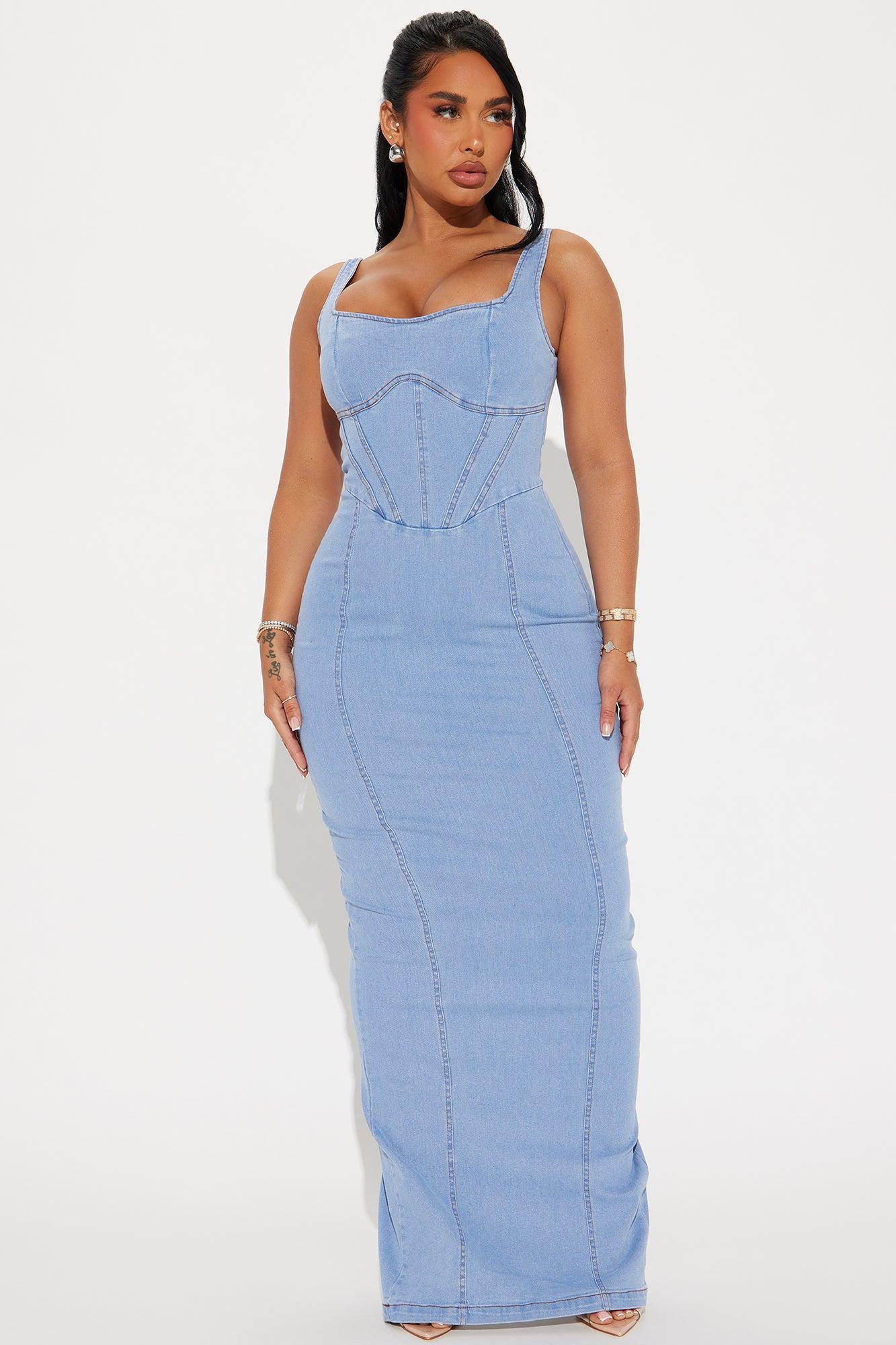 Penelope Denim Maxi Dress - Denim Product Image