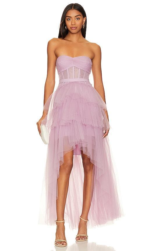 BCBGMAXAZRIA Iba Tulle w/ Pearls Rs Trim (Light Mulberry) Women's Clothing Product Image