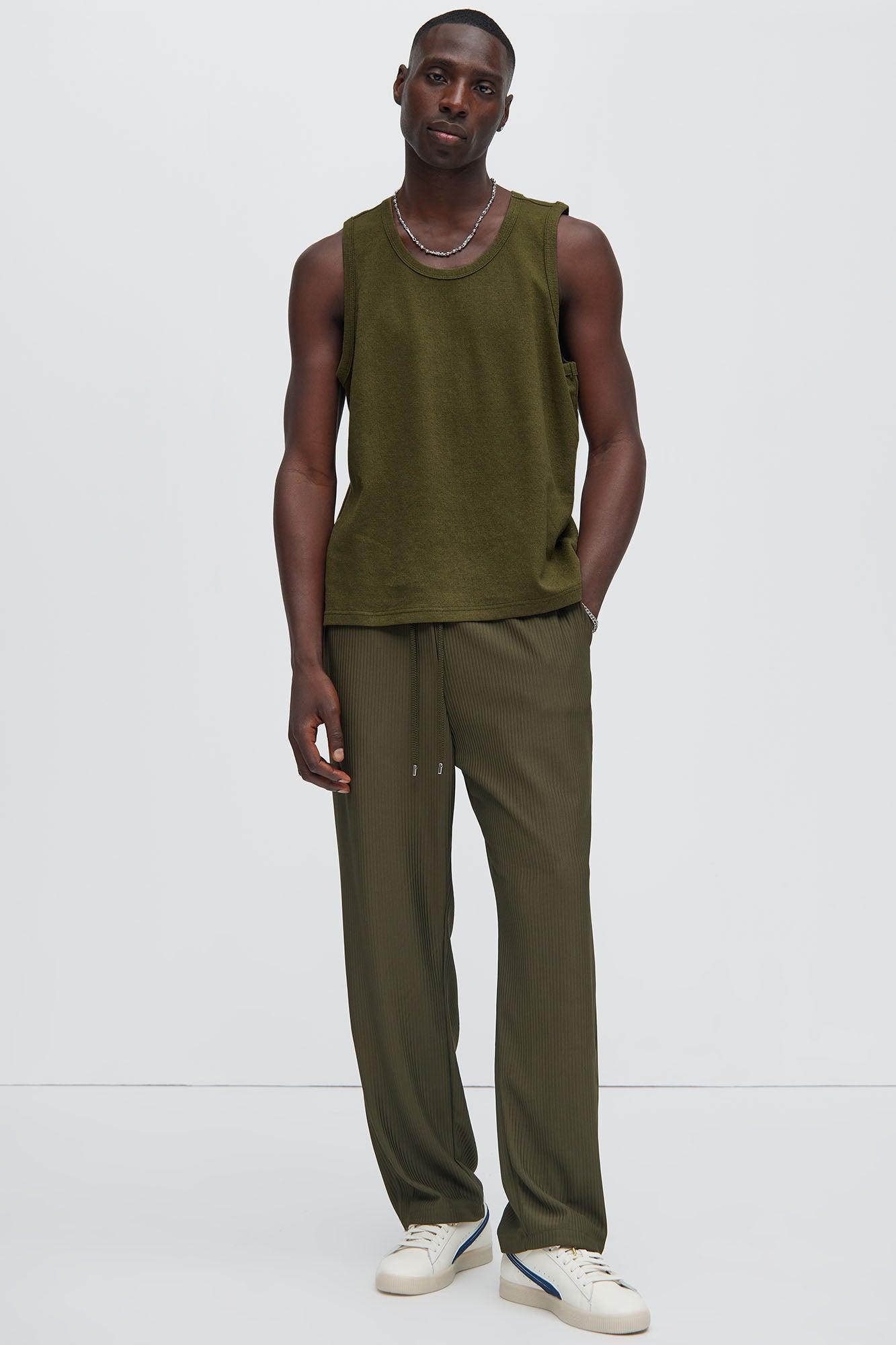 Duval Textured Relaxed Tank - Olive Product Image