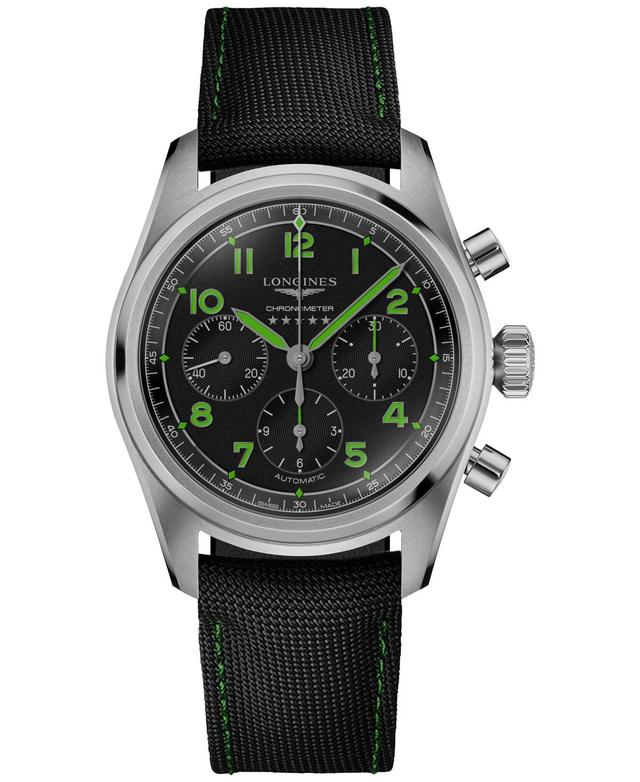 Longines Mens Swiss Automatic Chronograph Spirit Pioneer Edition Black Synthetic Strap Watch 42mm - Black Product Image