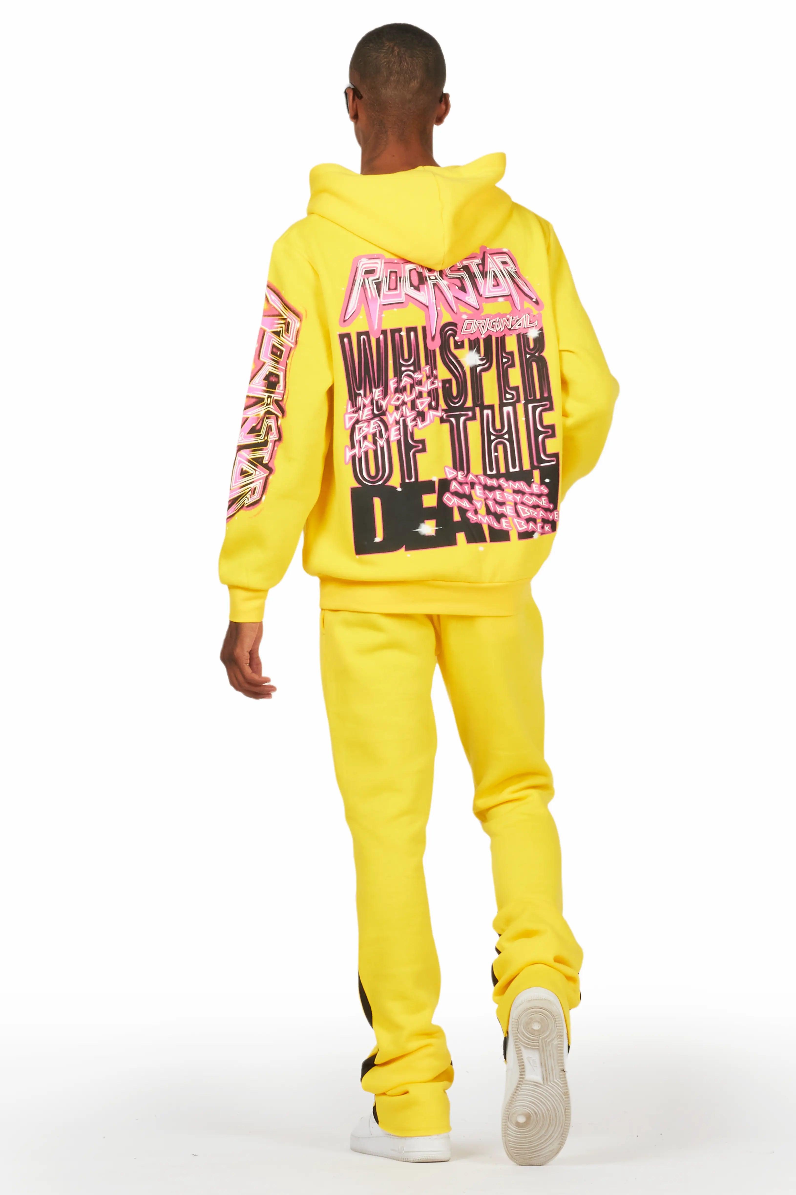 Obern Yellow Graphic Hoodie/Stacked Flare Pant Track Set Male Product Image