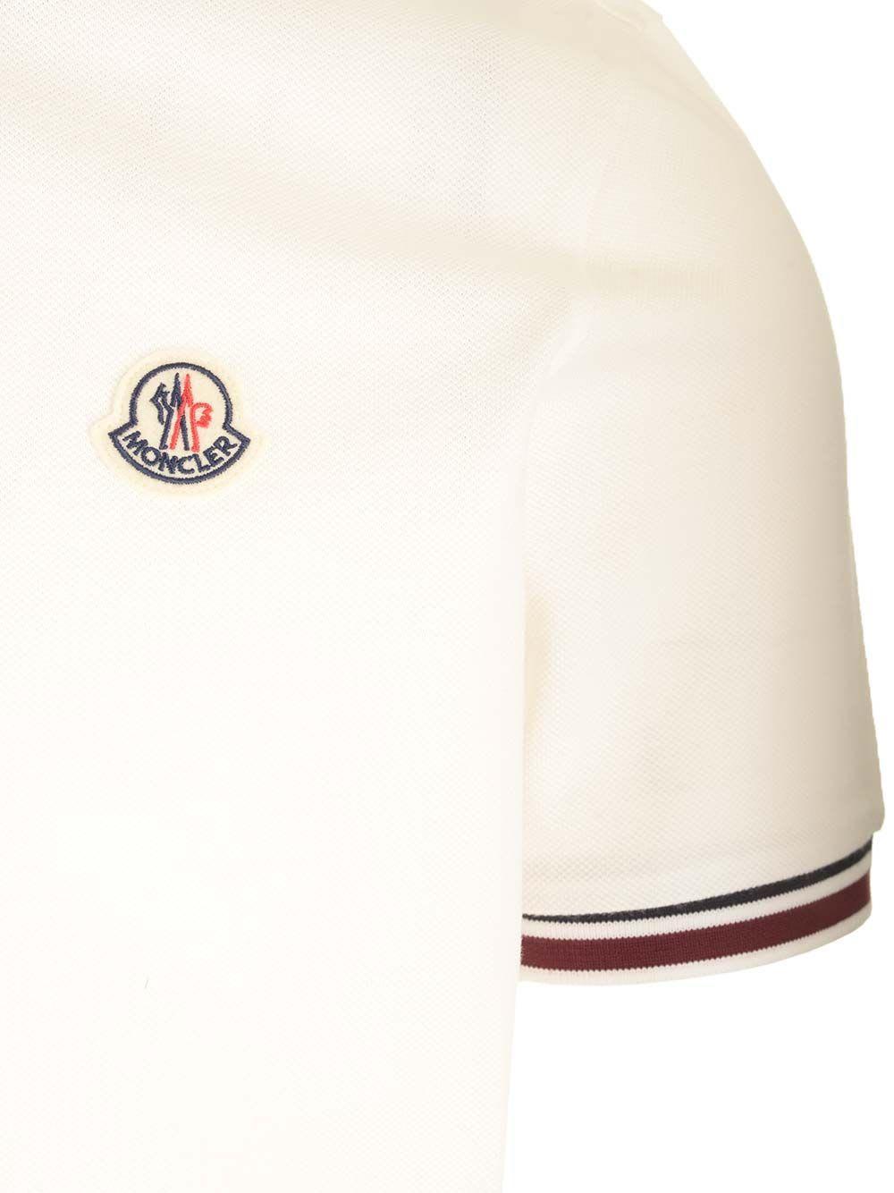 MONCLER Logo Patch Pique Polo T-shirt In White Product Image