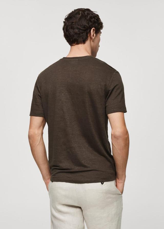 MANGO MAN - Slim-fit 100% linen t-shirt brownMen Product Image