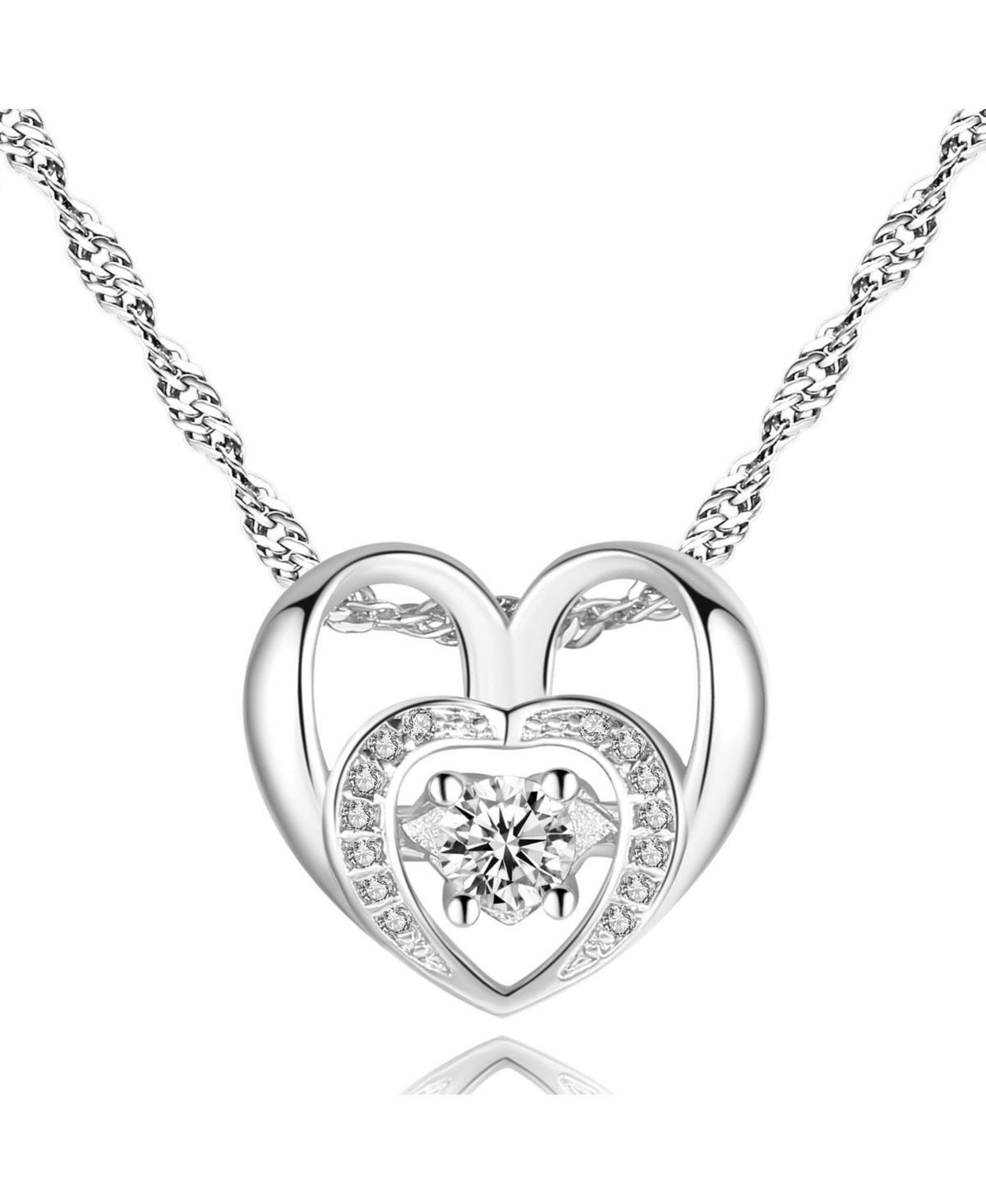 Double Heart Necklace with Cubic Zirconia Necklace for Women Product Image