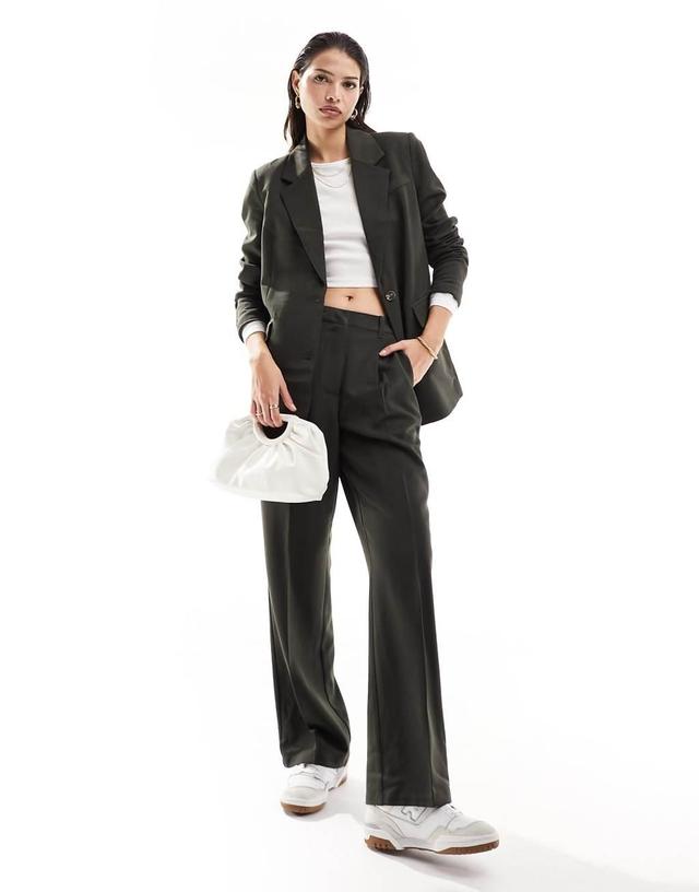 Vero Moda tailored wide leg pants in khaki - part of a set Product Image