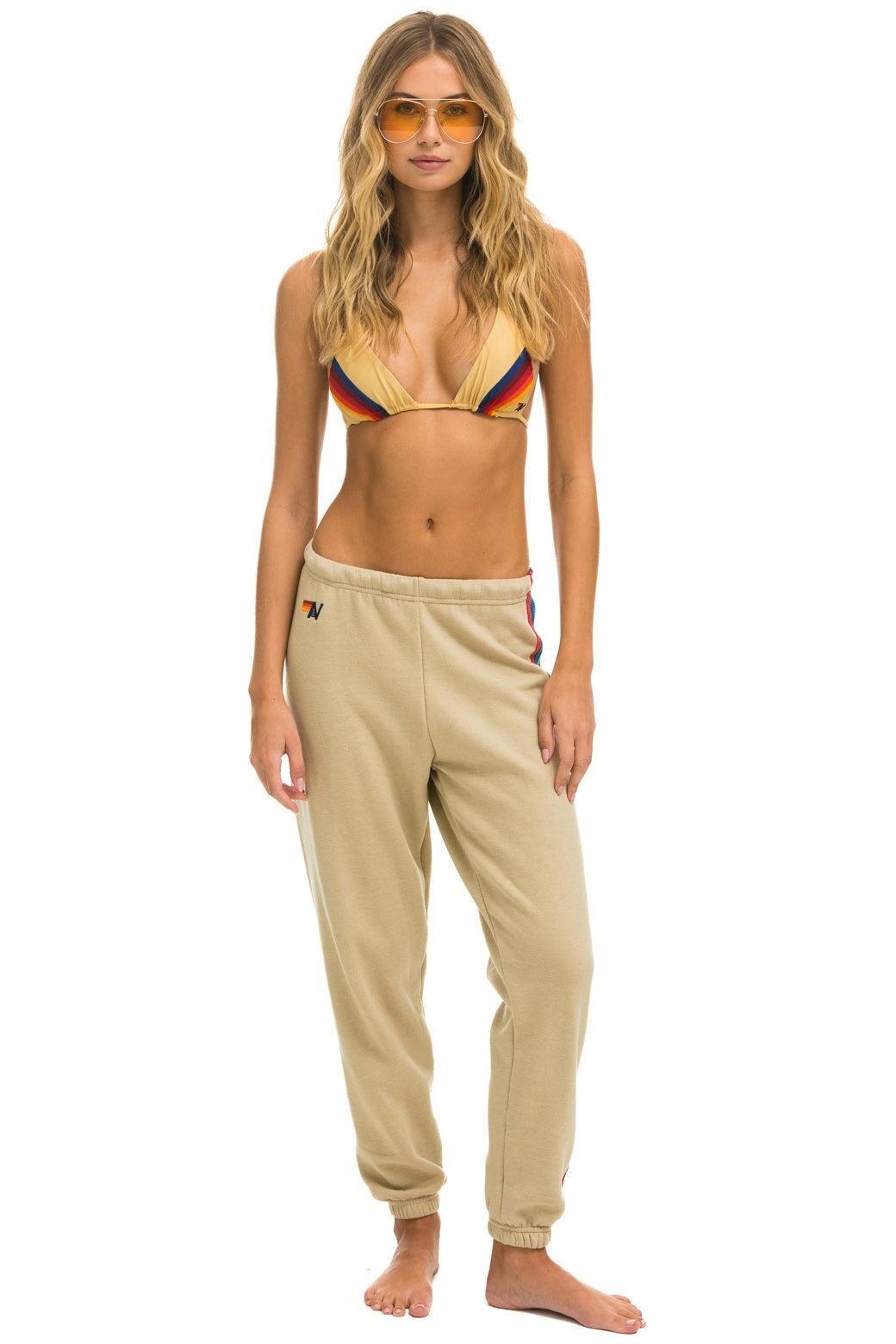 5 STRIPE SWEATPANTS - SAND // USA Female Product Image