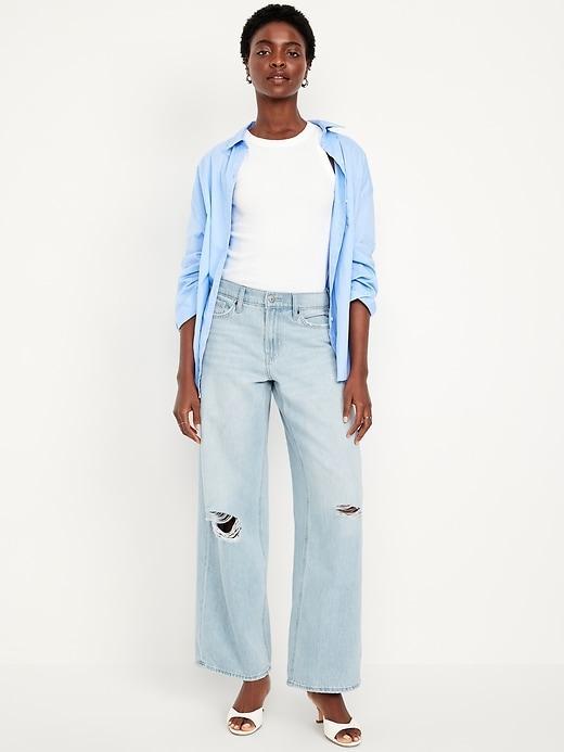 Mid-Rise Ripped Baggy Wide-Leg Jeans Product Image