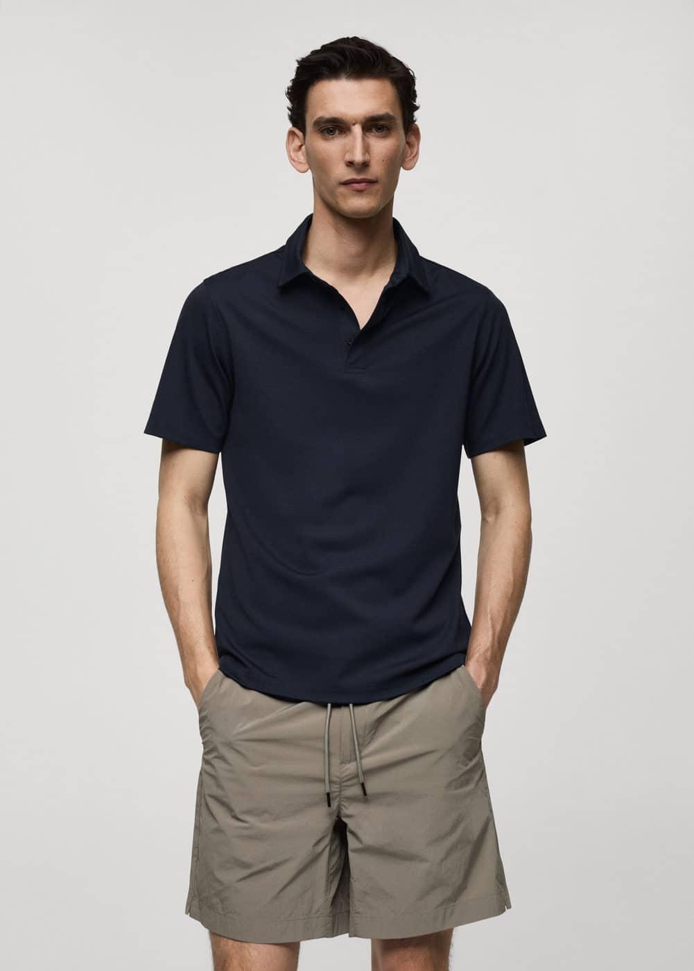 MANGO MAN - Slim-fit quick-drying polo shirt dark navyMen Product Image