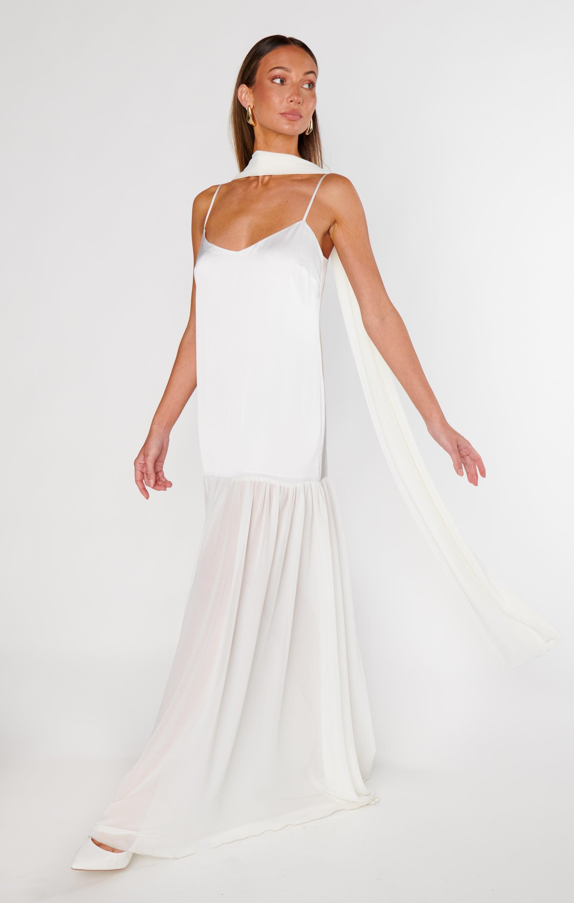 Dalia Maxi Dress ~ Ivory Luxe Satin Product Image